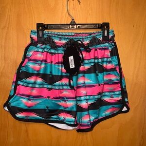 NWT Sterling kreek pink turquoise Aztec shorts sz XS